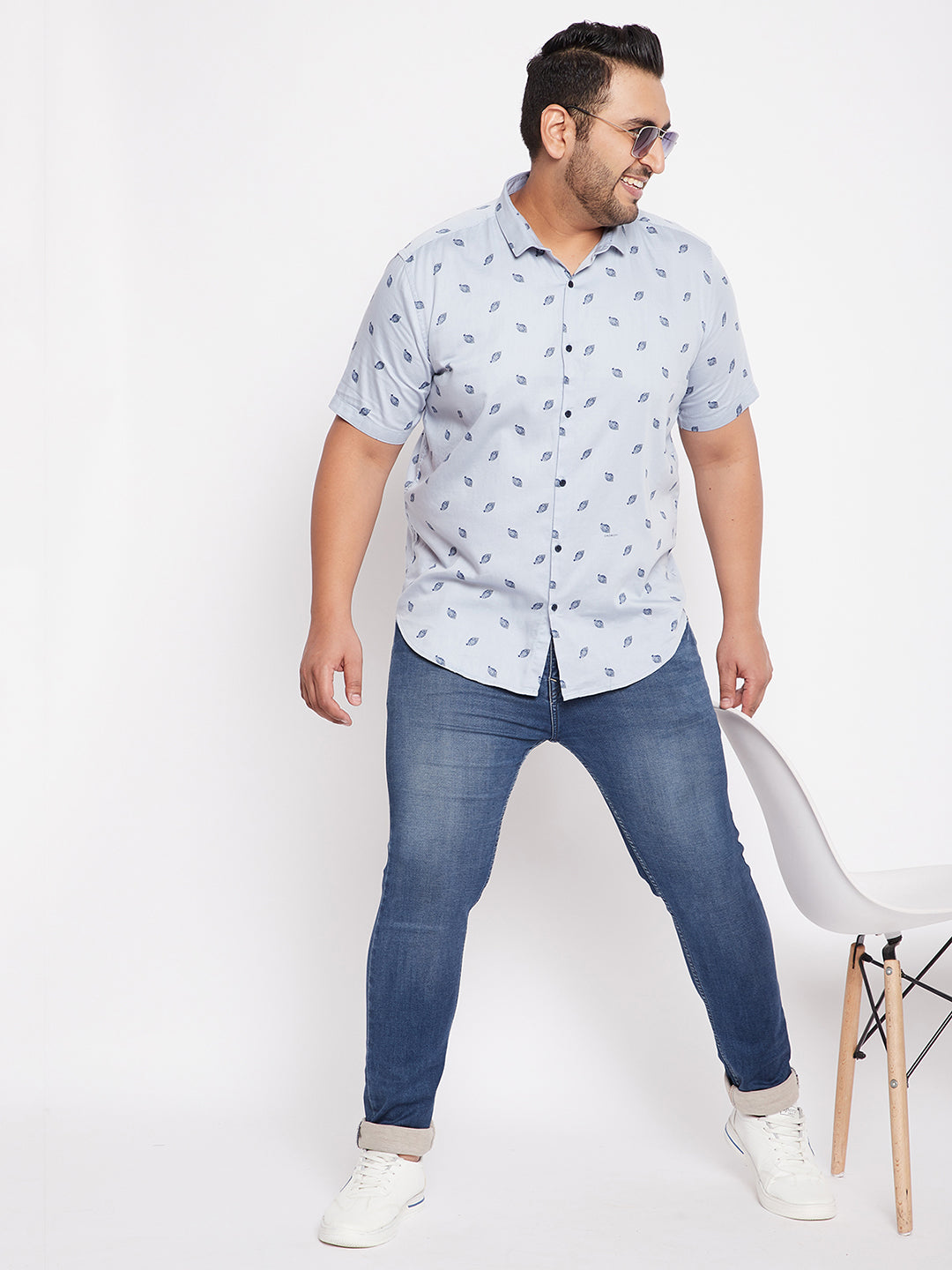 Men Blue Floral Shirt