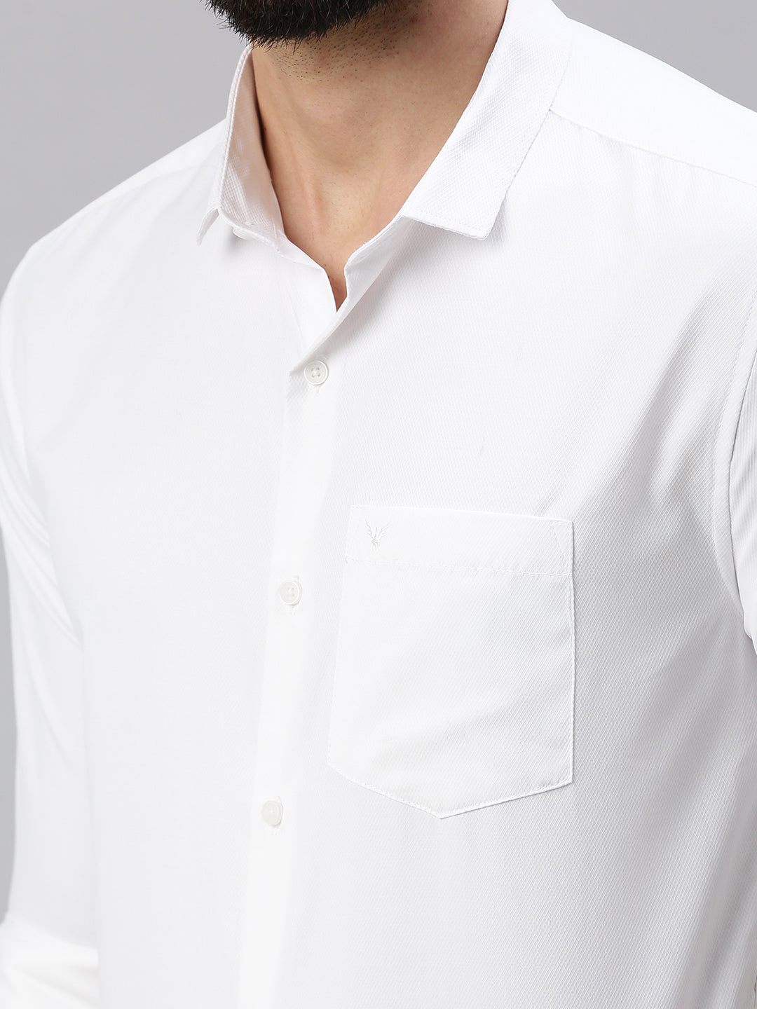 Men's White Solid Slim Fit Shirt
