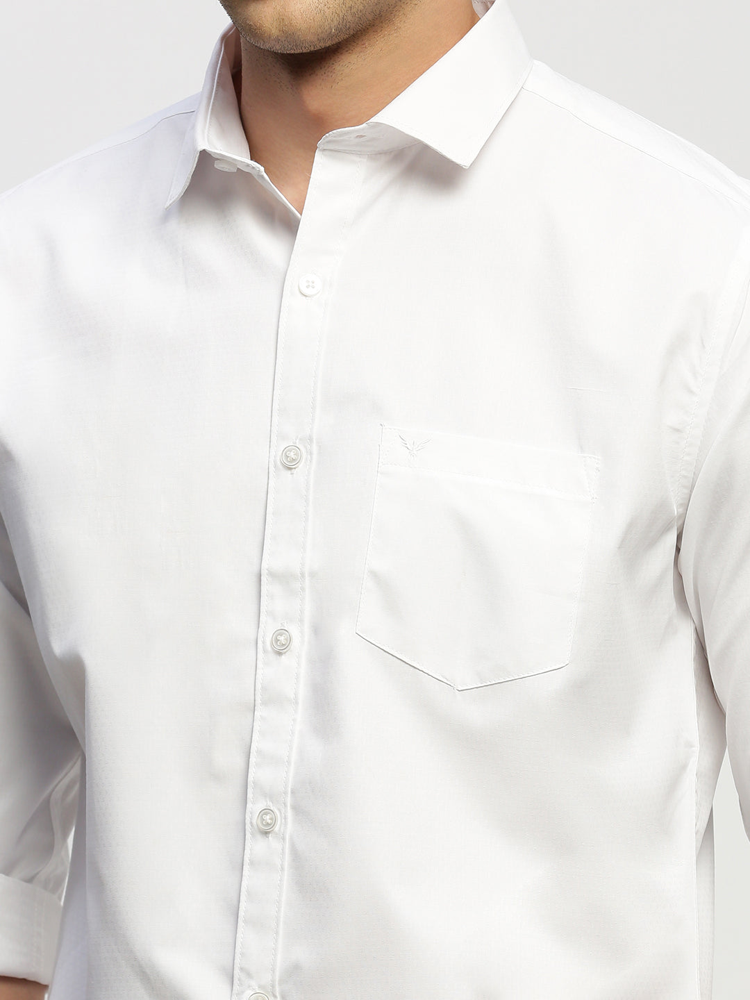 Men's White Solid Slim Fit Shirt