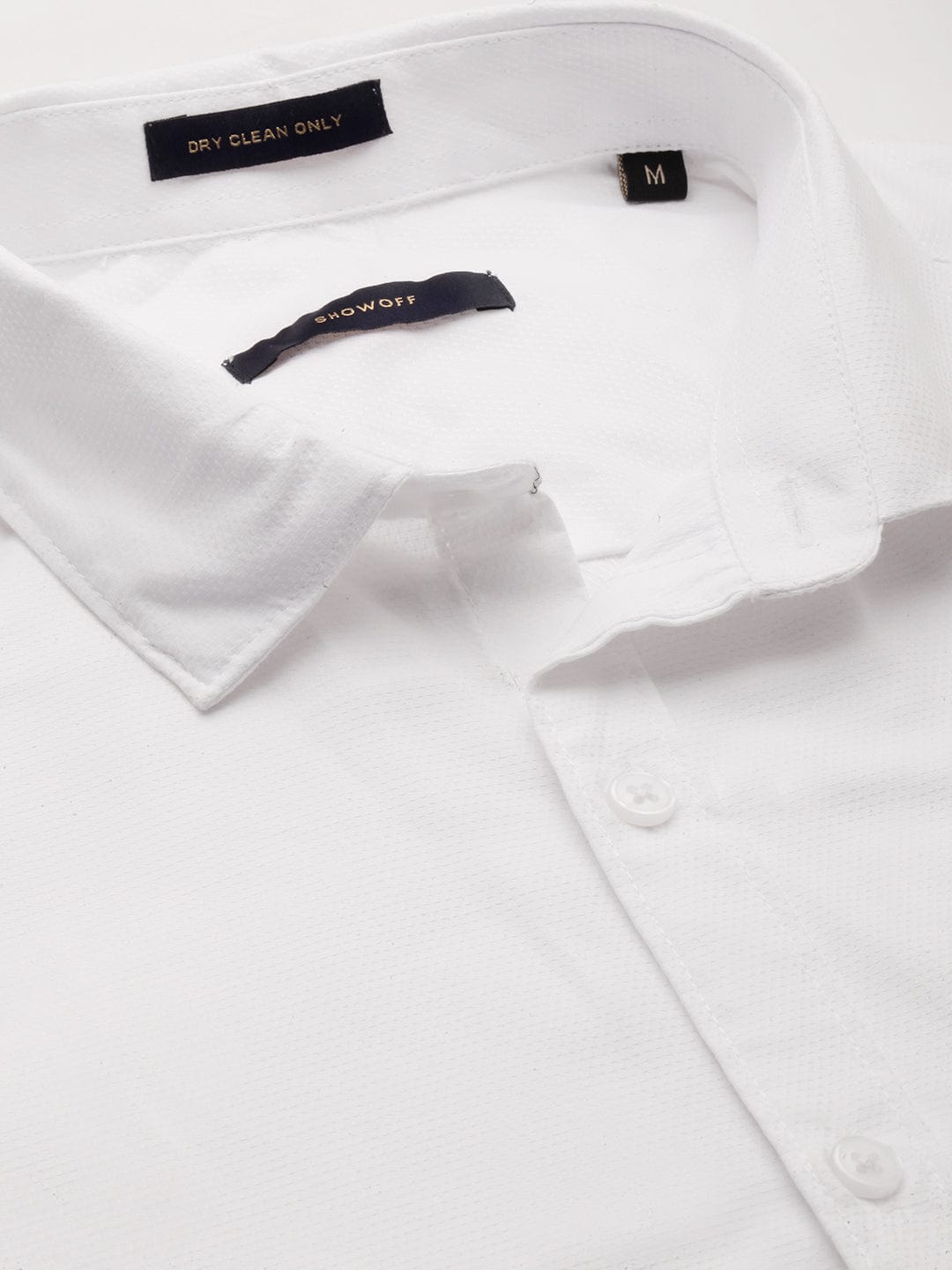 Men's White Spread Collar Slim Fit Shirt