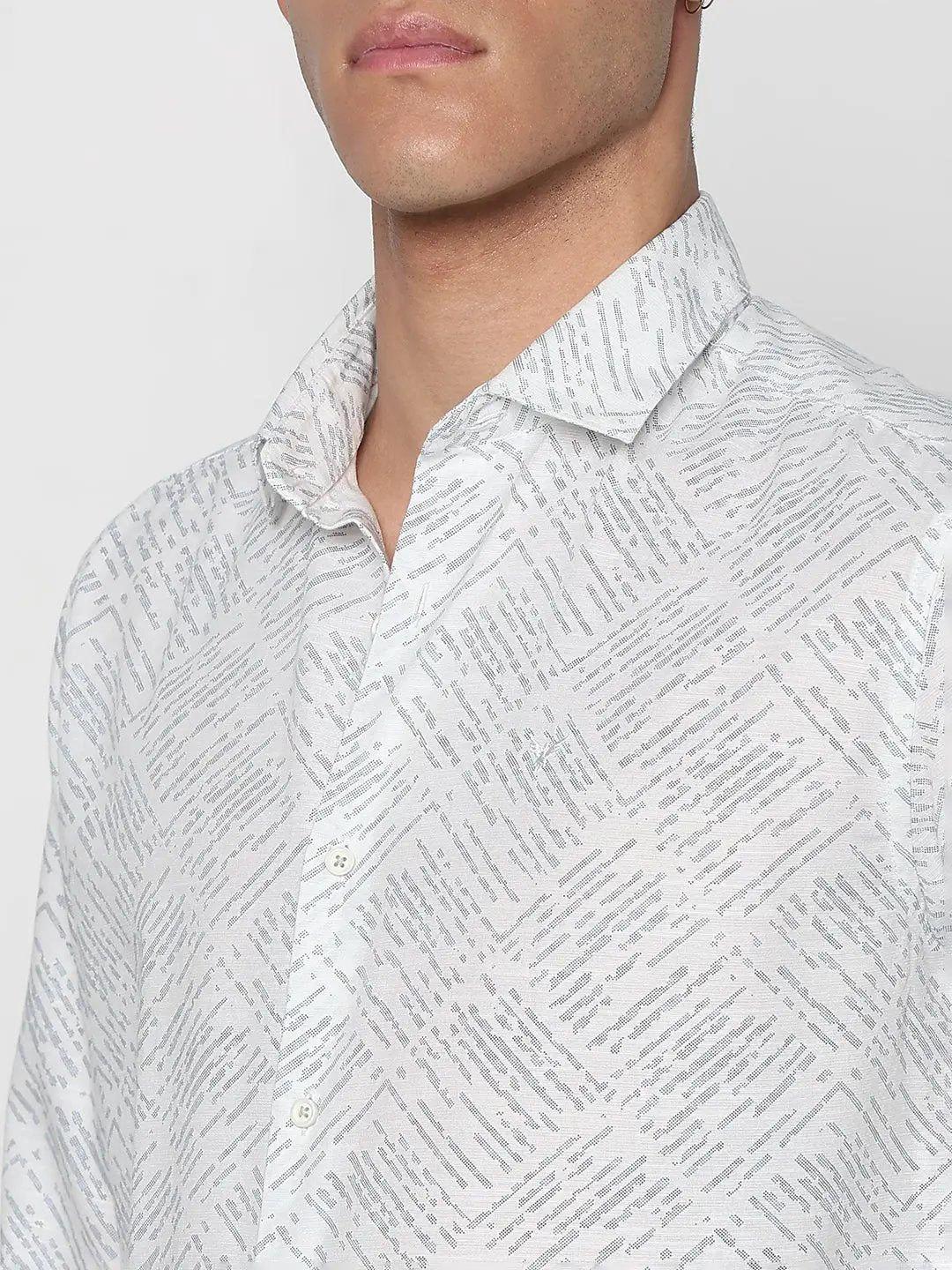 Men's White Geometric Slim Fit Formal Shirt - Uncategorized from SHOWOFFFF