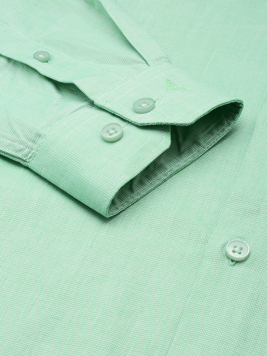 Men Spread Collar Solid Green Shirt