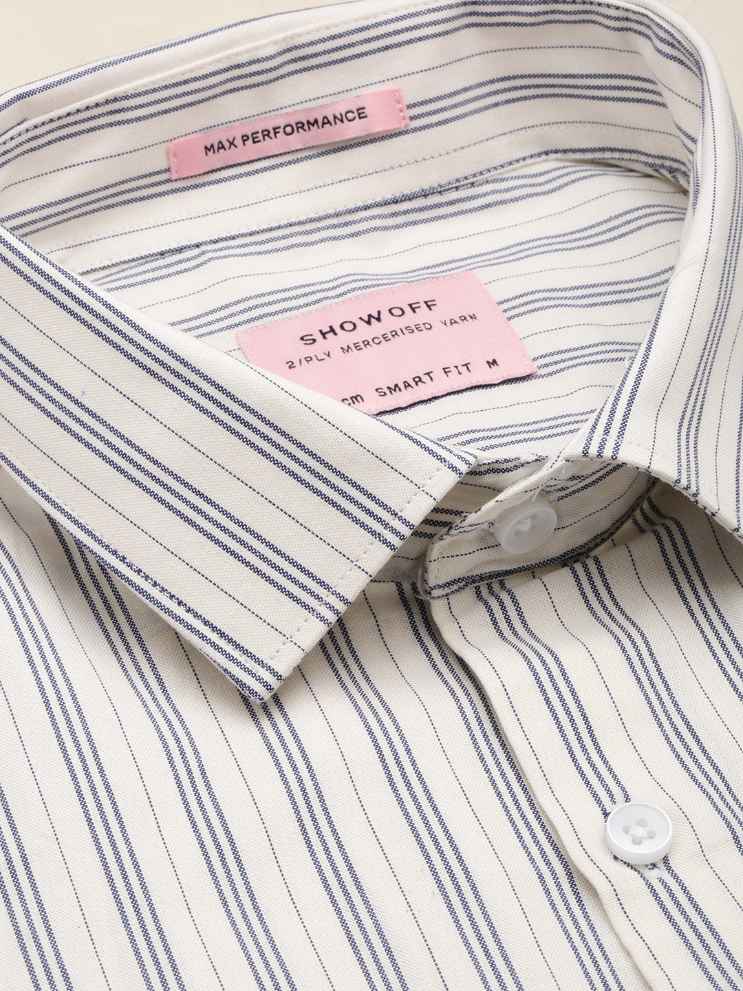 Men's Spread Collar Striped White Shirt