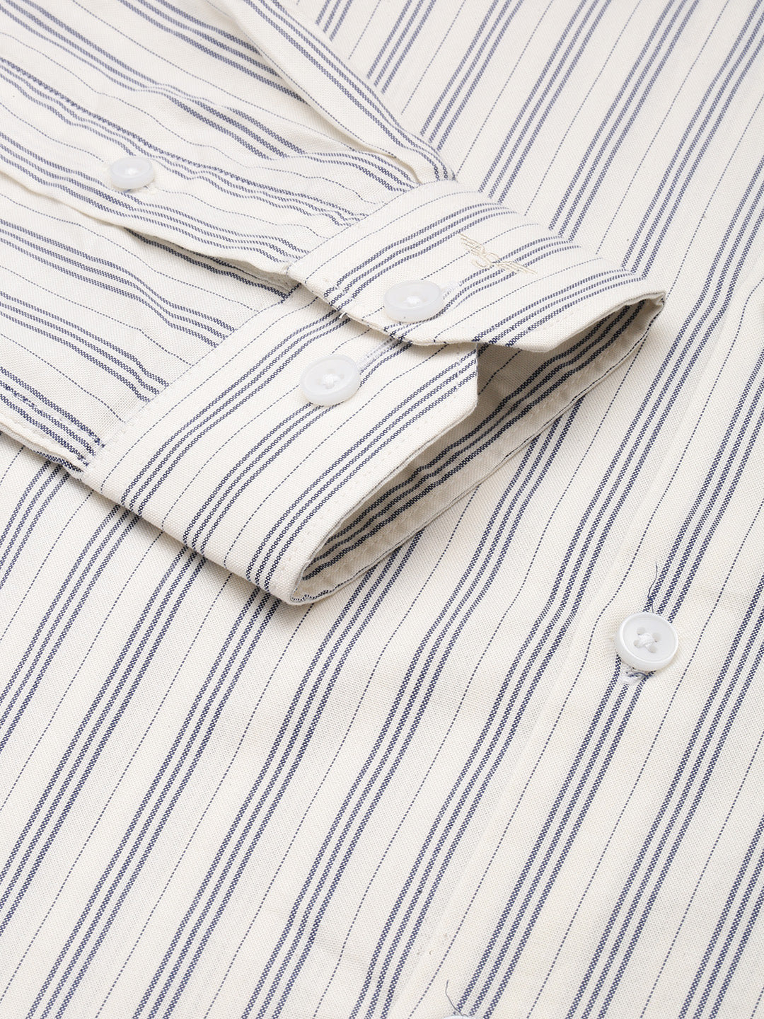 Men's Spread Collar Striped White Shirt