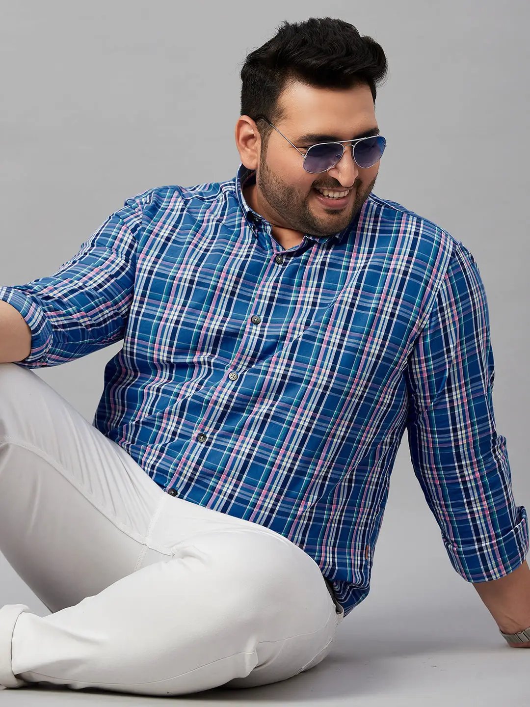 Men's Checked Blue Shirt