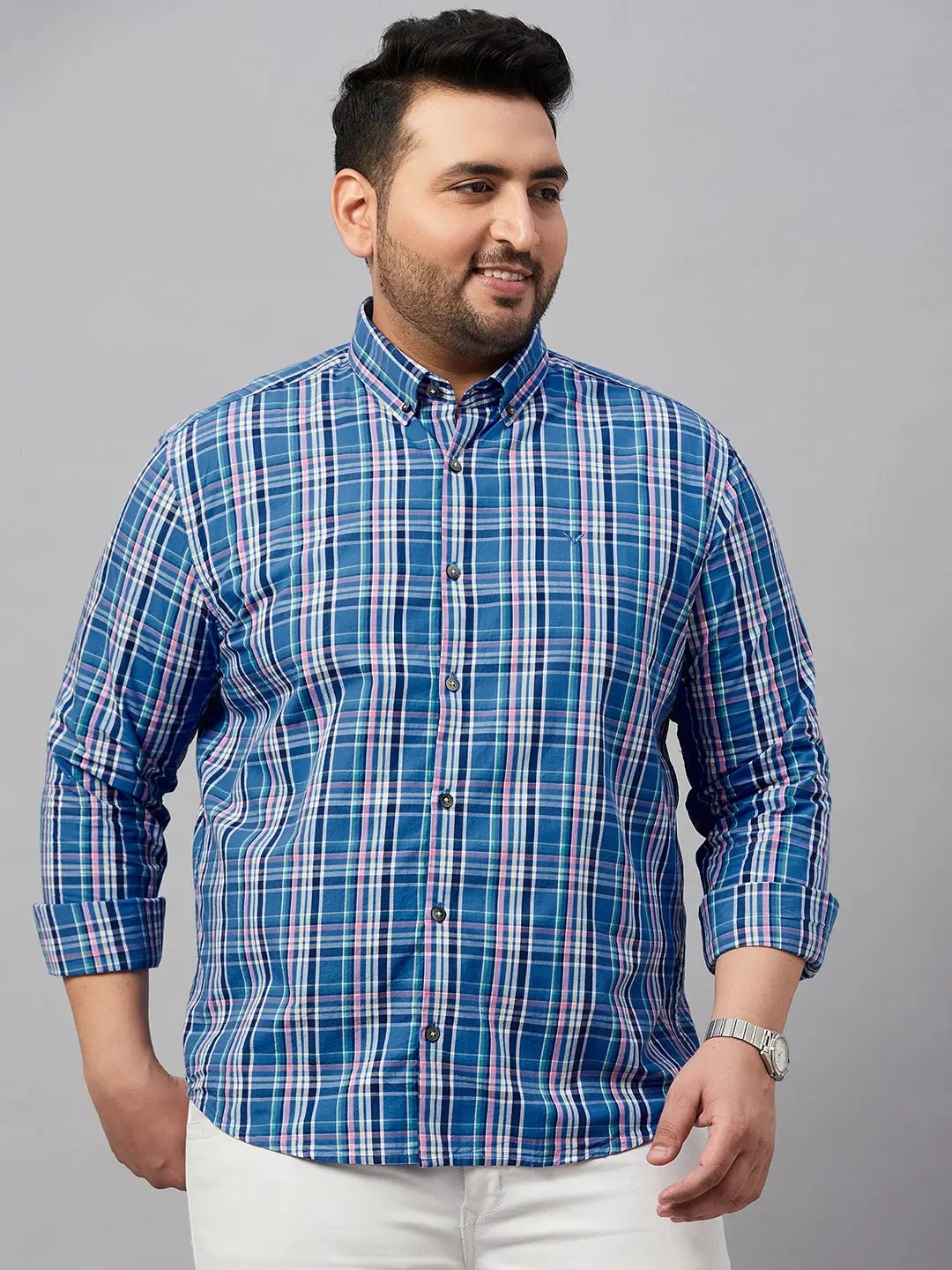 Men's Checked Blue Shirt