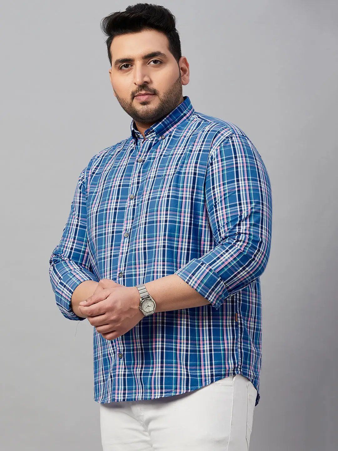 Men's Checked Blue Shirt