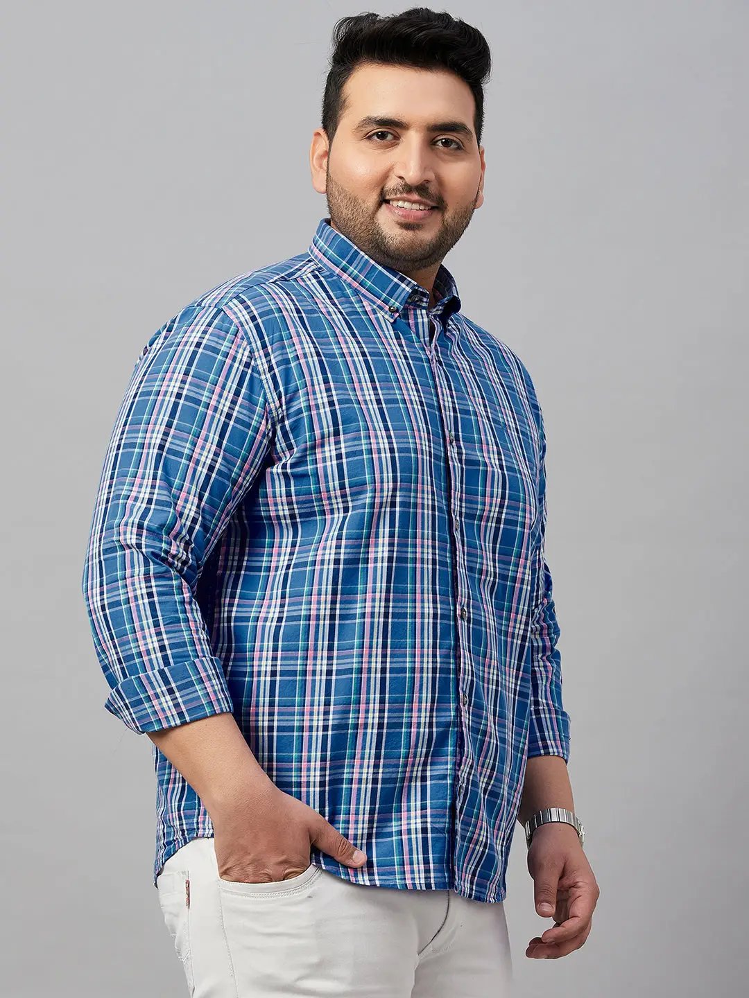 Men's Checked Blue Shirt