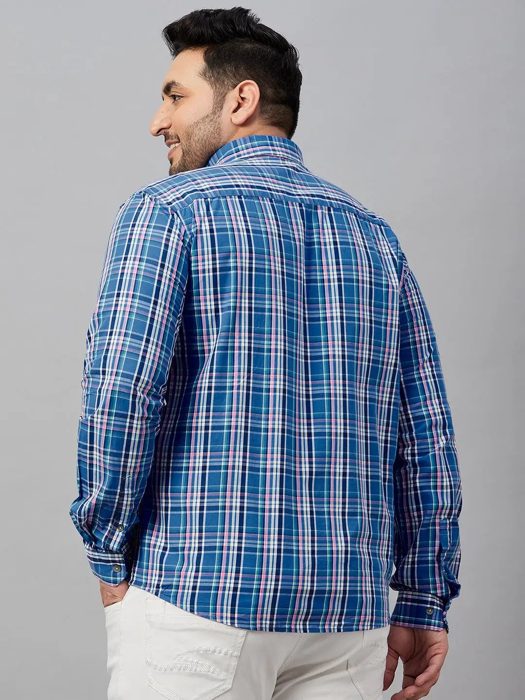 Men's Checked Blue Shirt