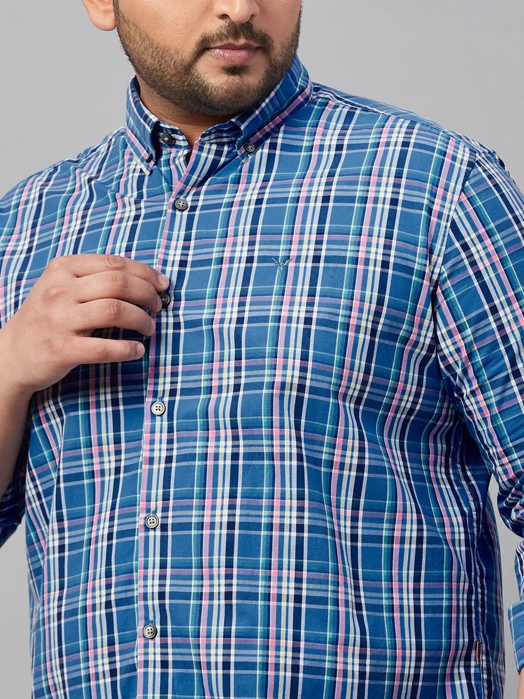 Men's Checked Blue Shirt