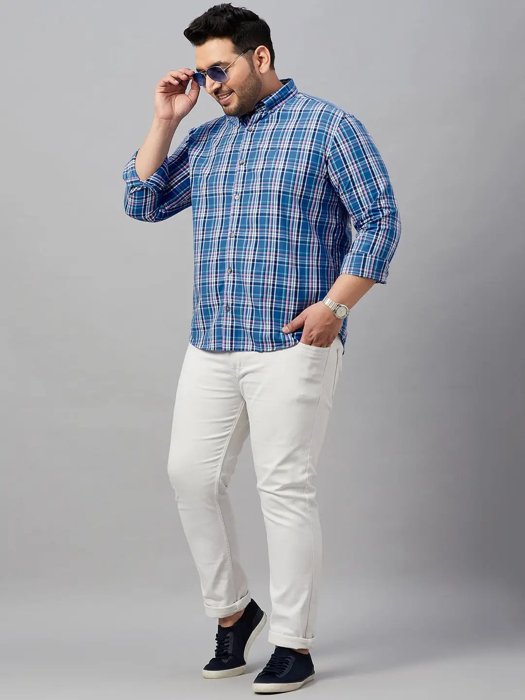 Men's Checked Blue Shirt