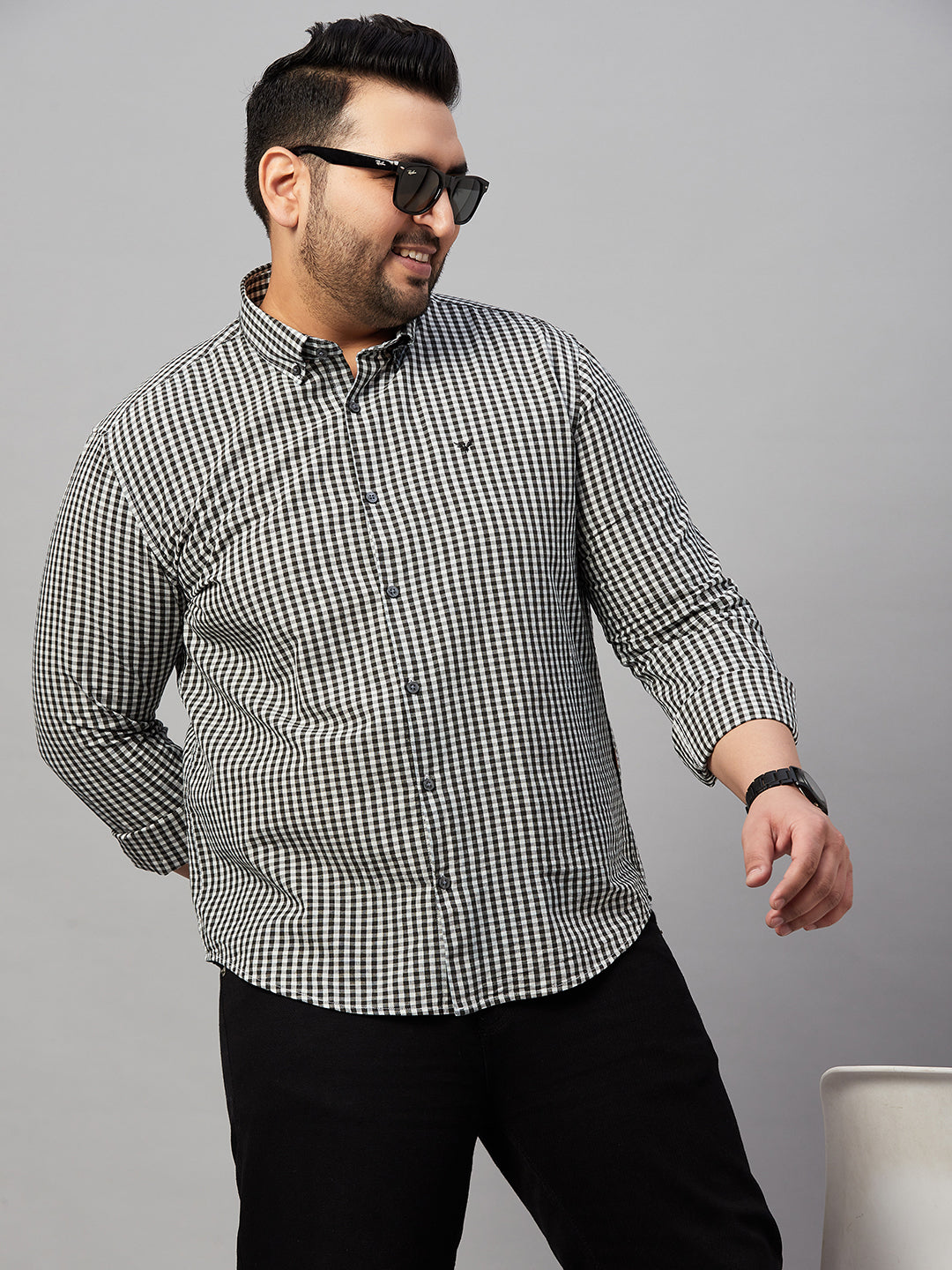 Men's Checked White Shirt