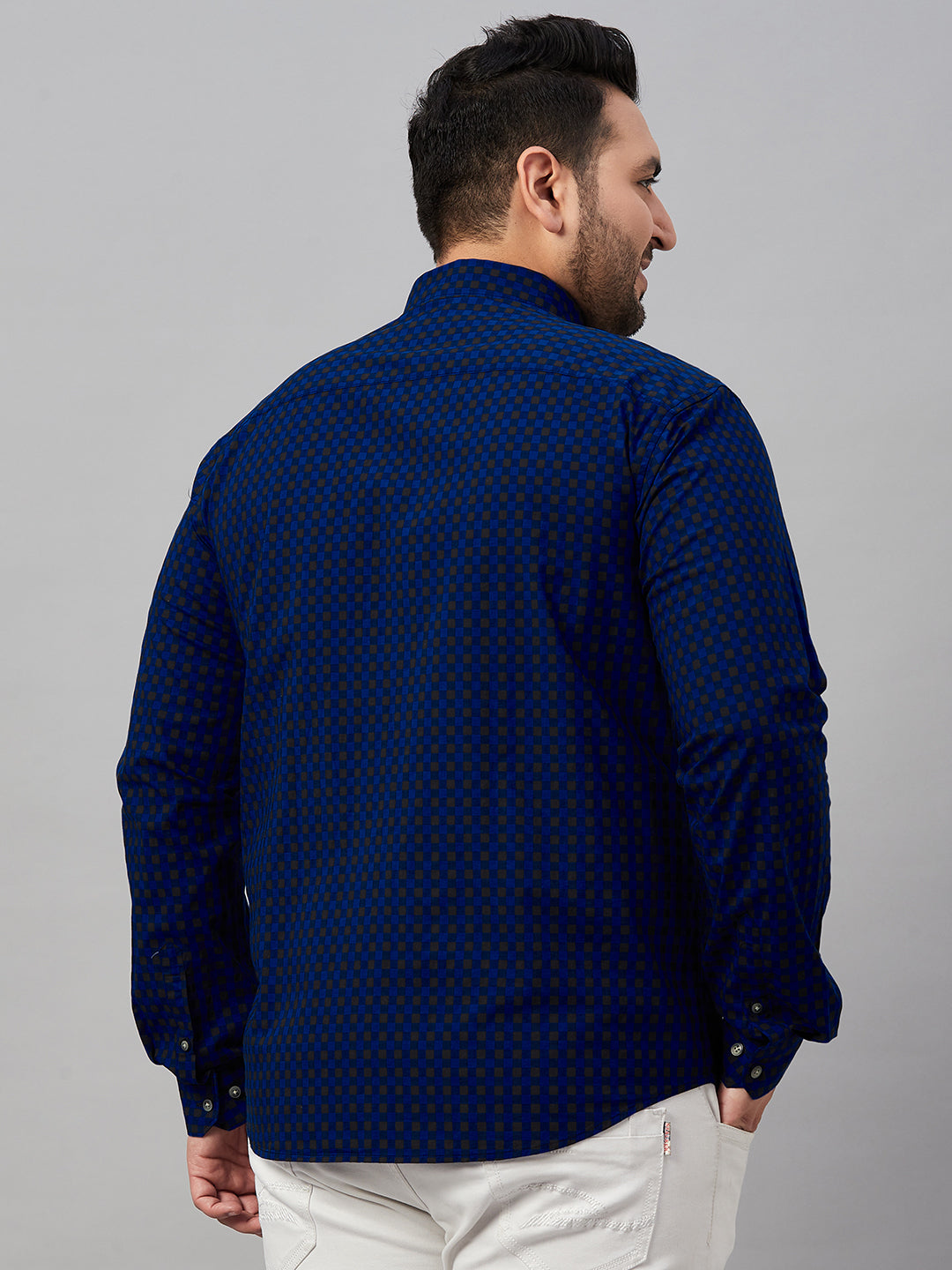 Men Checked Blue Shirt