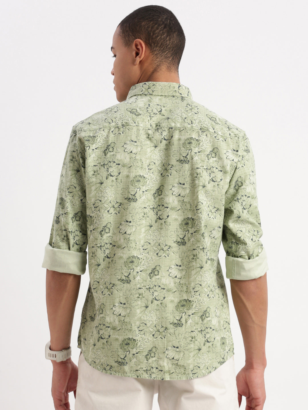 Men Floral Green Shirt