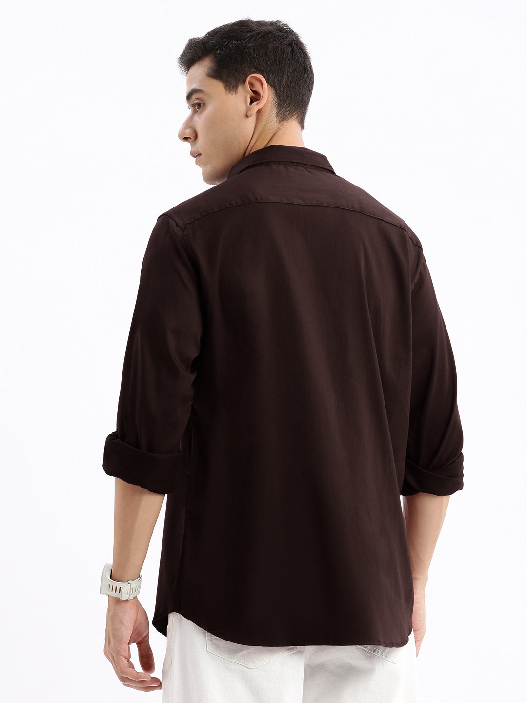 Men's Brown Cotton Slim Fit Shirt