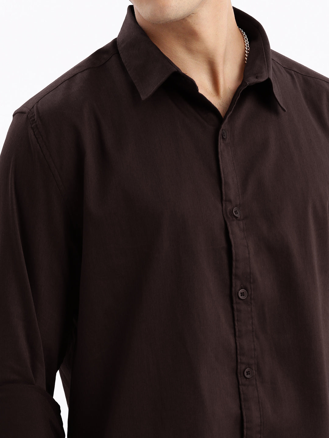 Men's Brown Cotton Slim Fit Shirt