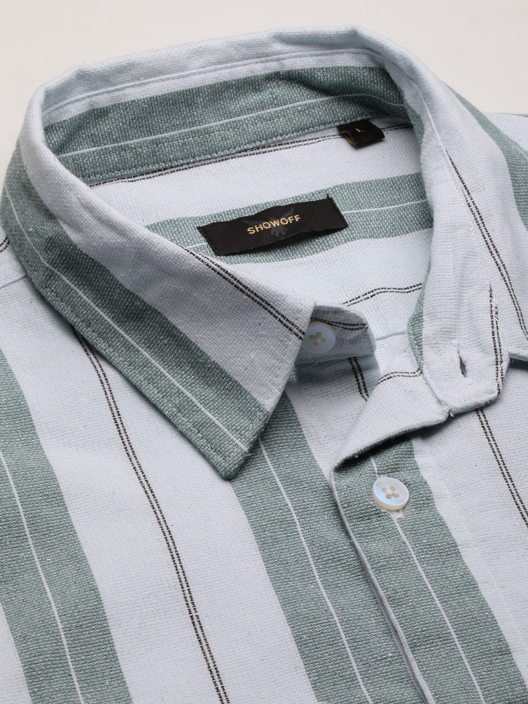 Men Green Striped Slim Fit Shirt