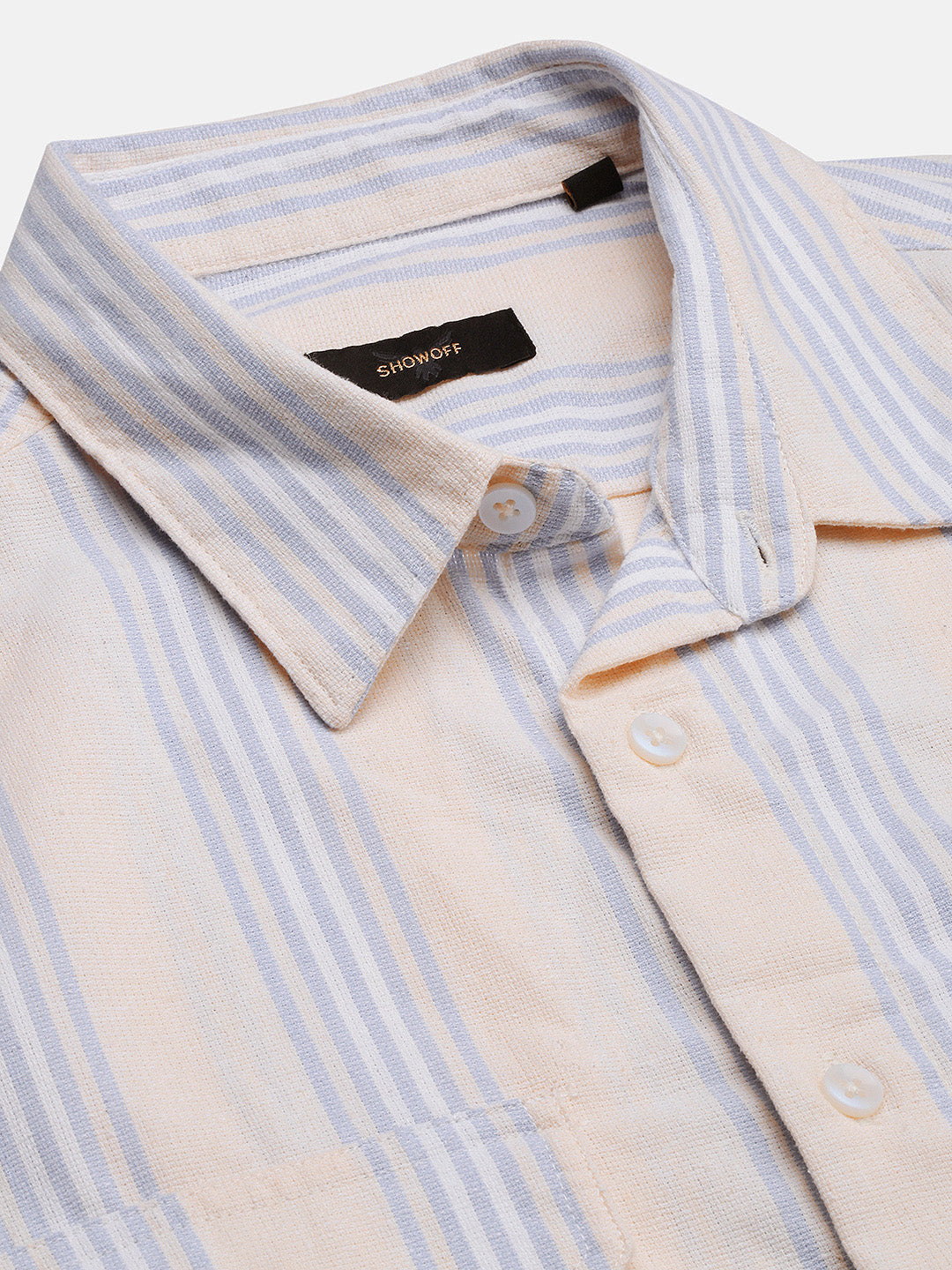 Men Cream Striped Slim Fit Shirt