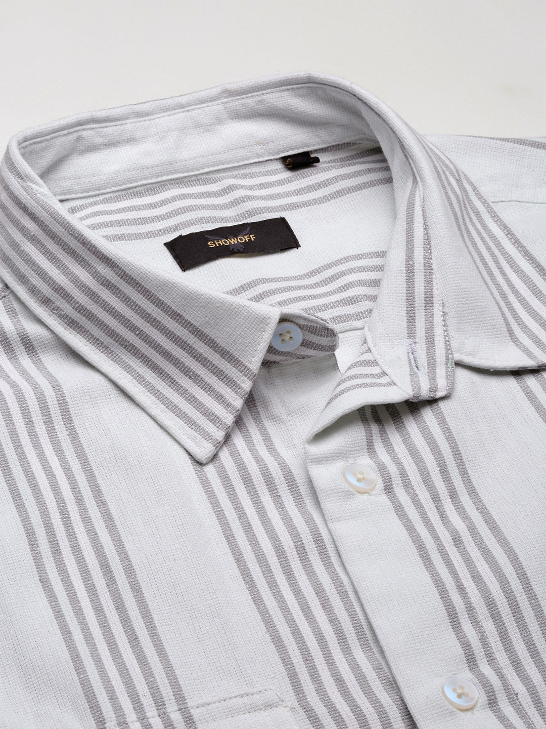 Men White Striped Slim Fit Shirt