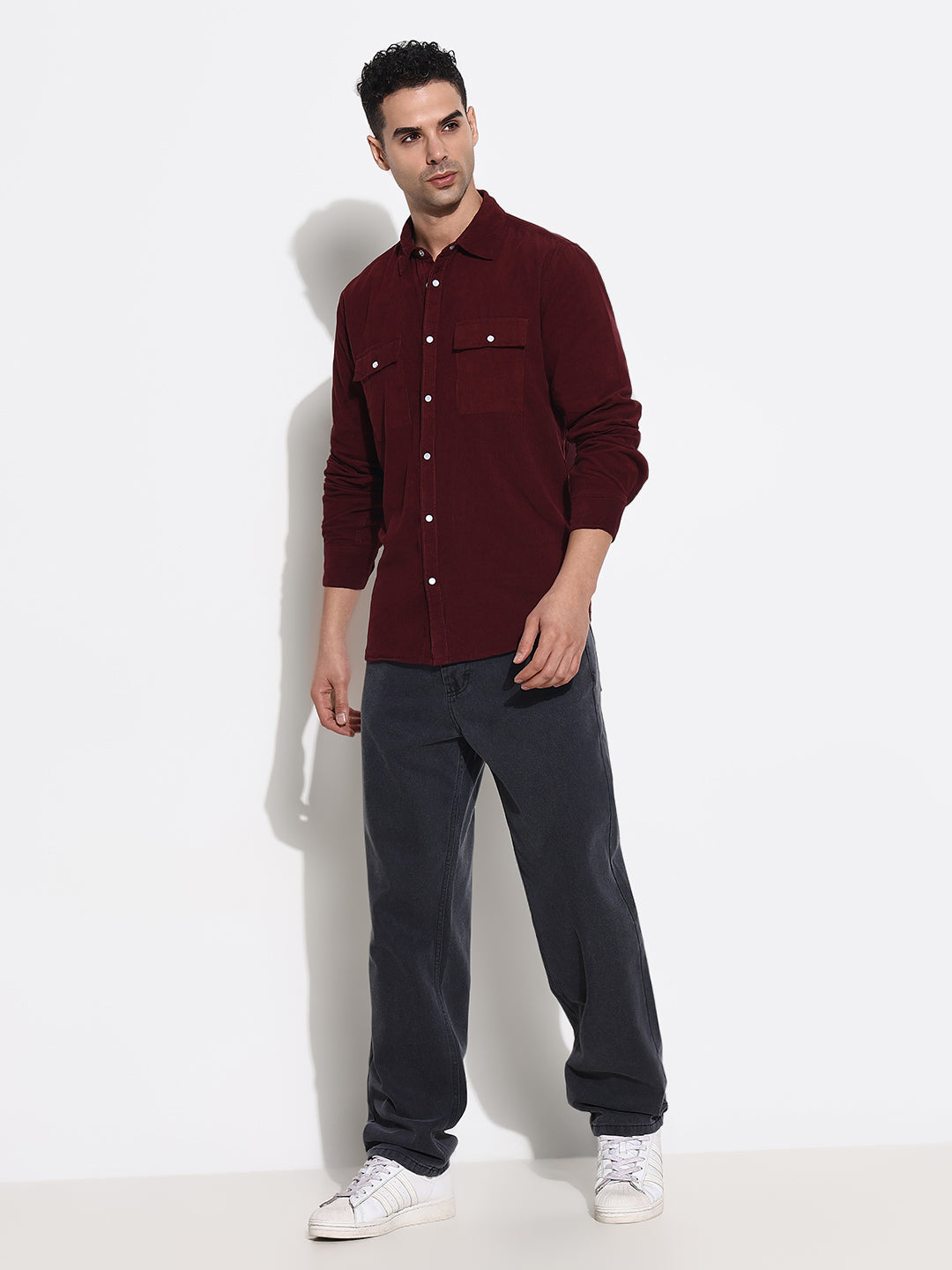 Men Burgundy Solid Shirt