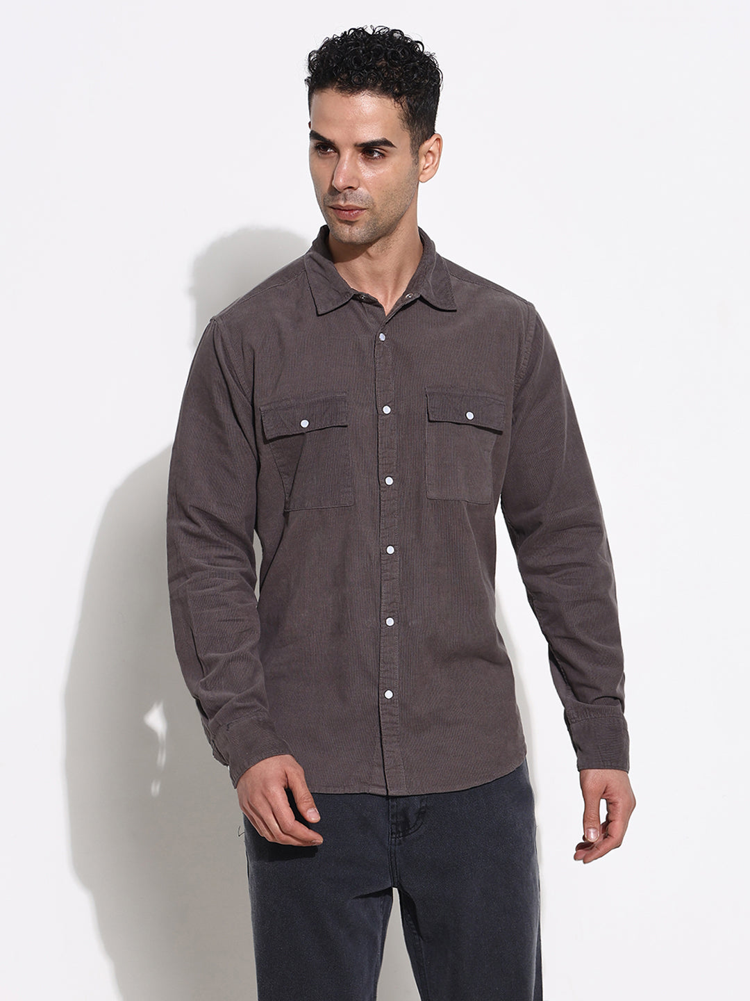 Men Grey Solid Shirt