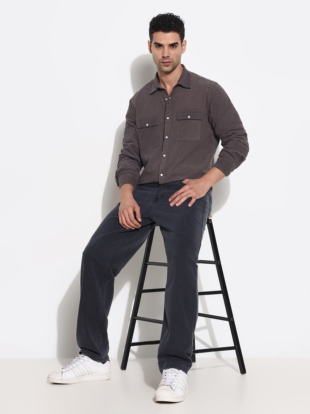 Men Grey Solid Shirt