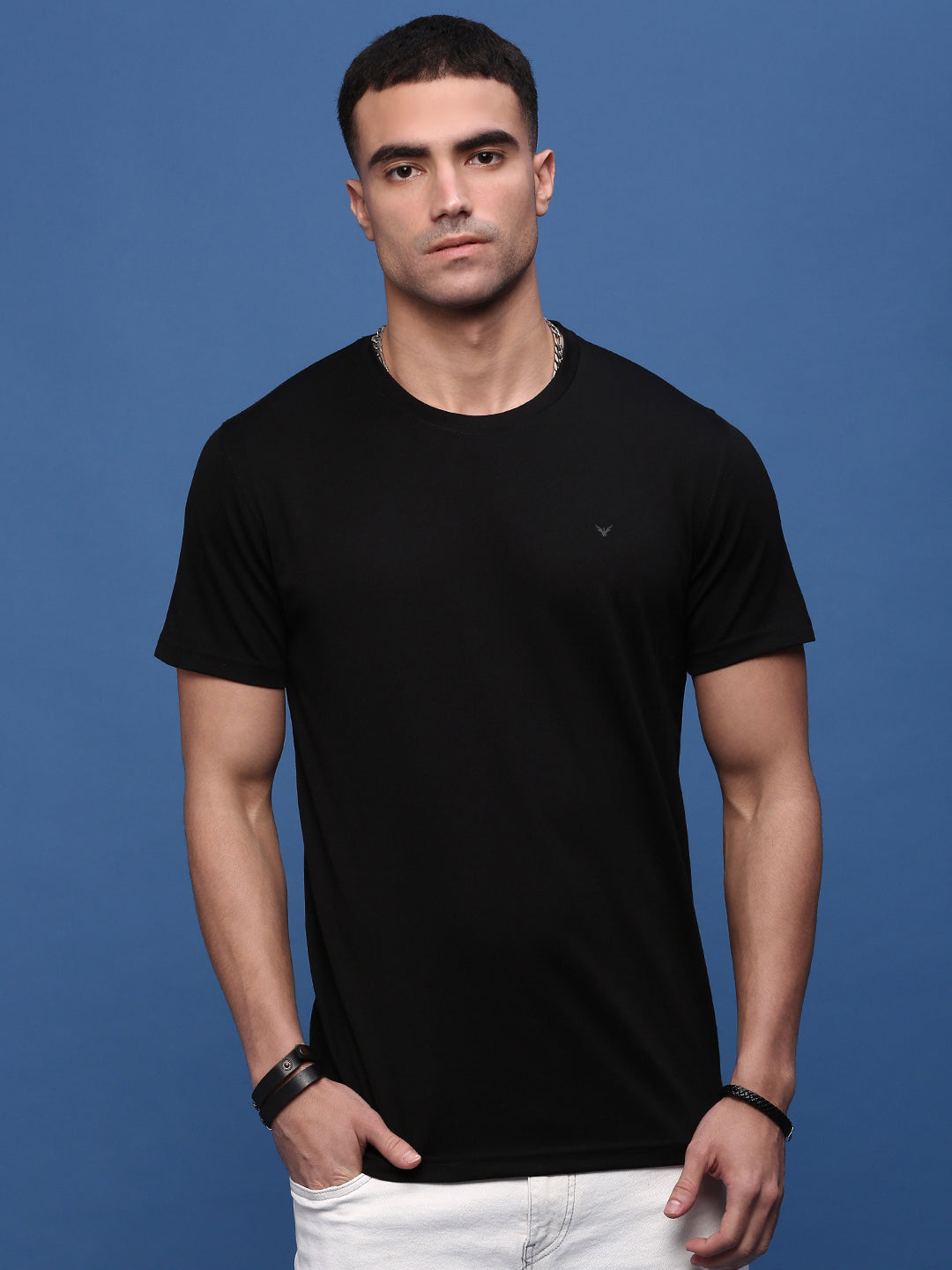 Men Black Slim Fit T Shirt