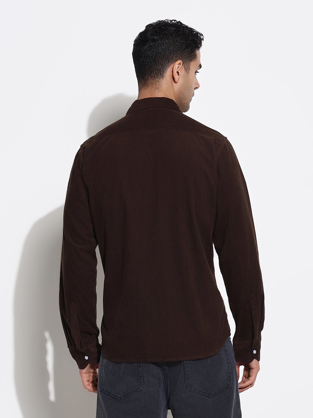 Men Brown Solid Slim Fit Shirt