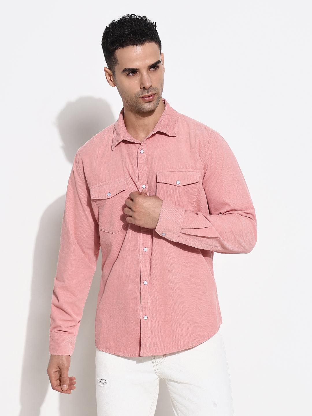 Men Pink Solid Slim Fit Shirt