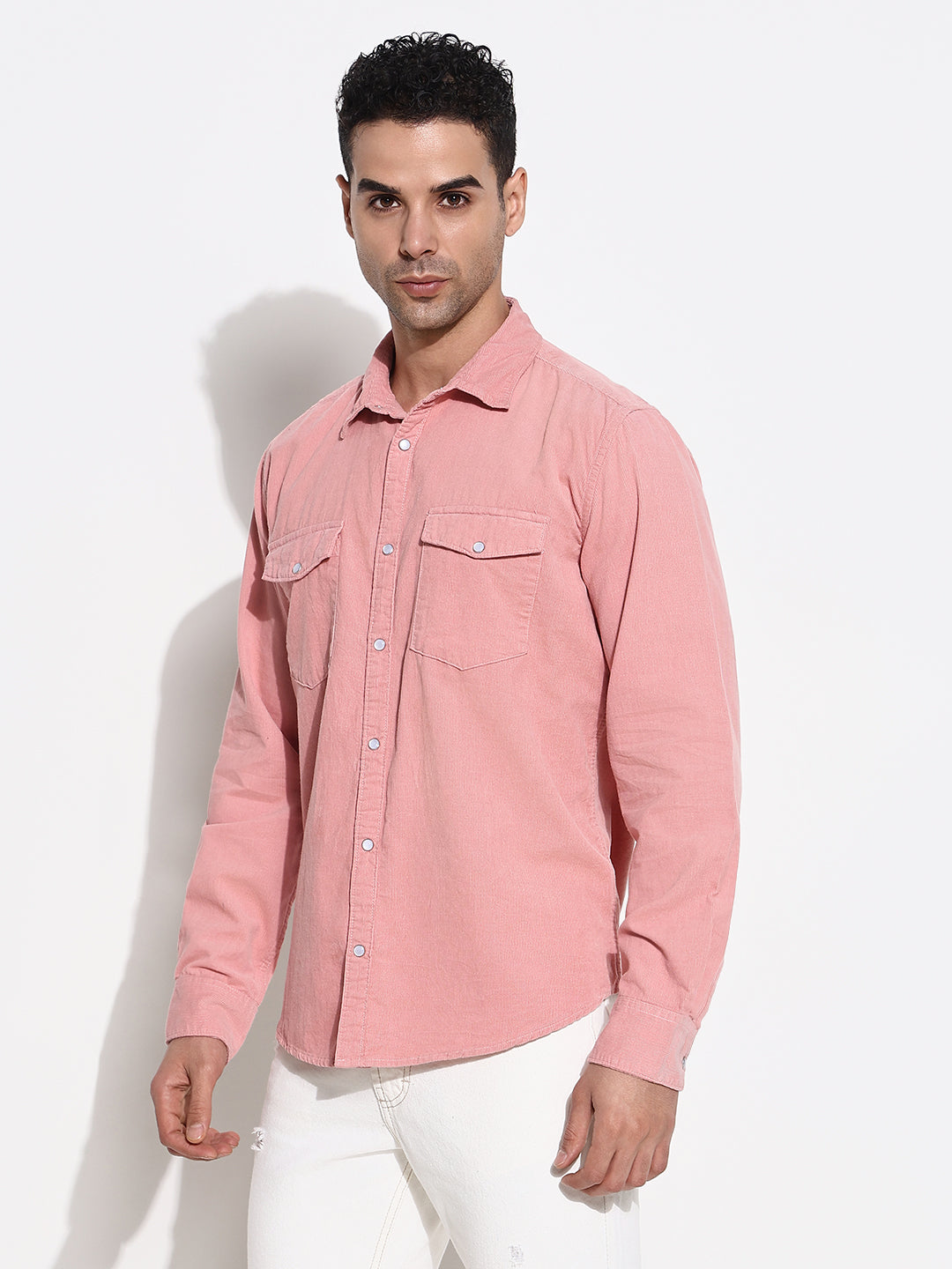 Men Pink Solid Slim Fit Shirt