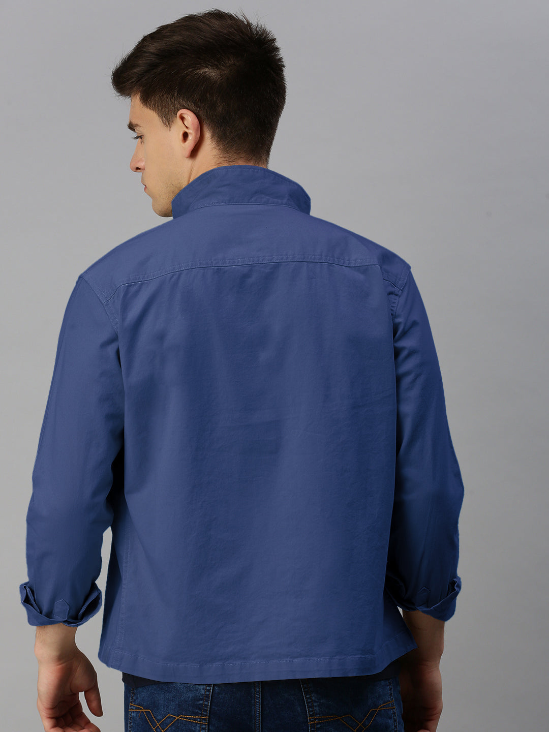 Men's Blue Zipper Jacket With Pockets