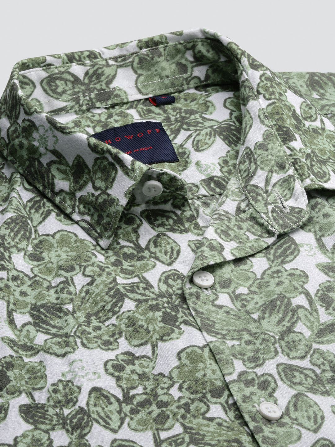 Men Floral Green Slim Fit Shirt