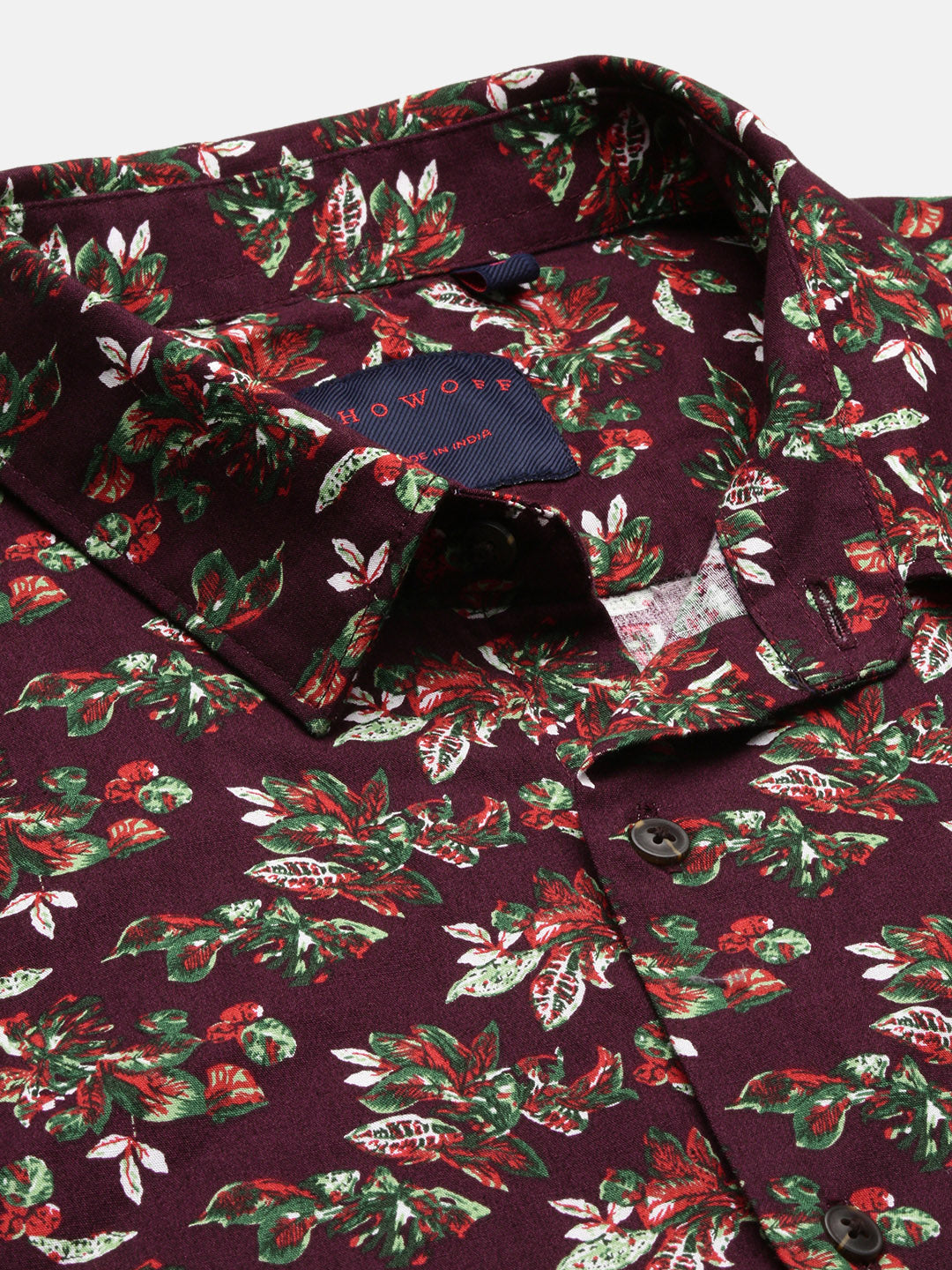 Men Floral Brown Slim Fit Shirt