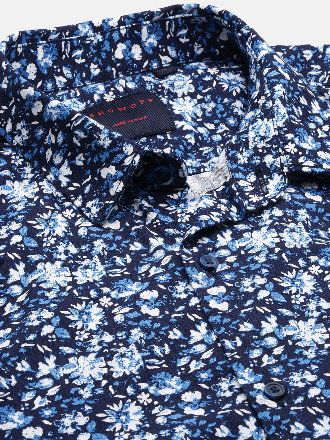 Men Floral Blue Slim Fit Shirt