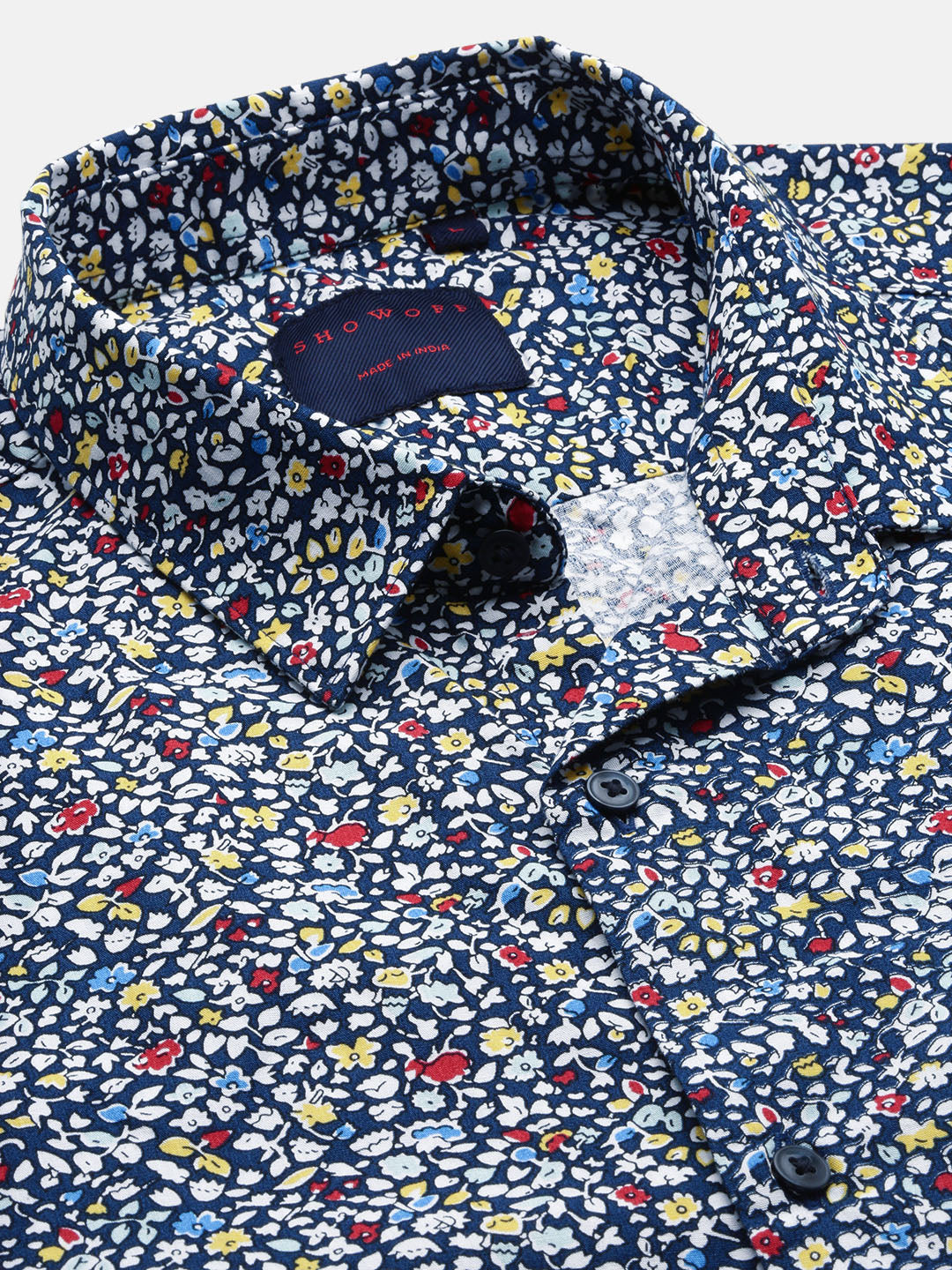 Men Floral Navy Blue Slim Fit Shirt