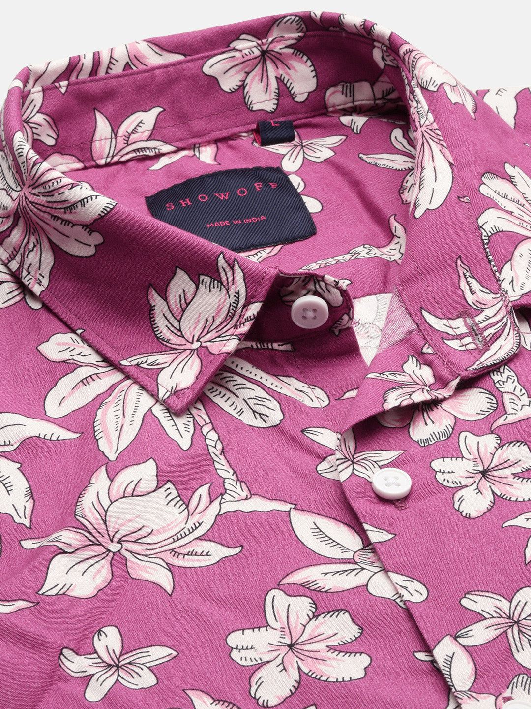 Men Floral Pink Slim Fit Shirt