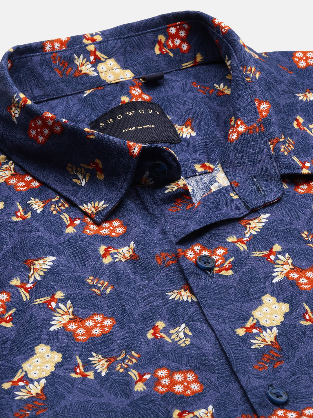 Men Floral Blue Slim Fit Shirt