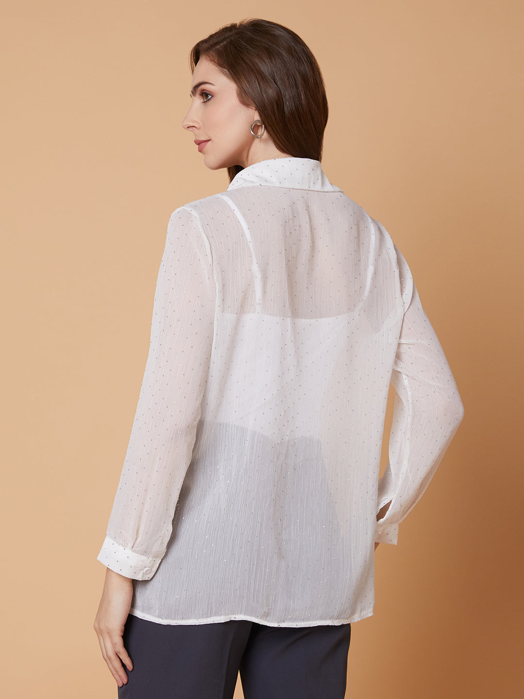 Women Solid White Oversized Shirt