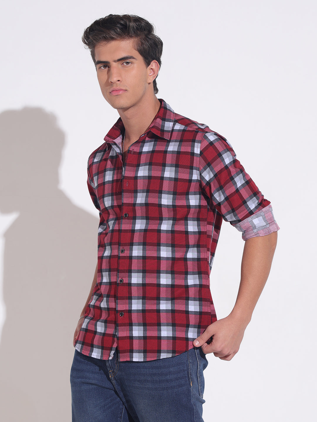 Men's Plaid Check Red & Black Casual Shirt