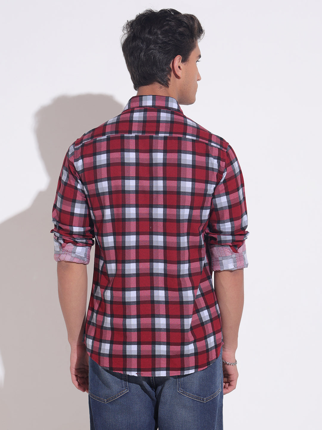 Men's Plaid Check Red & Black Casual Shirt