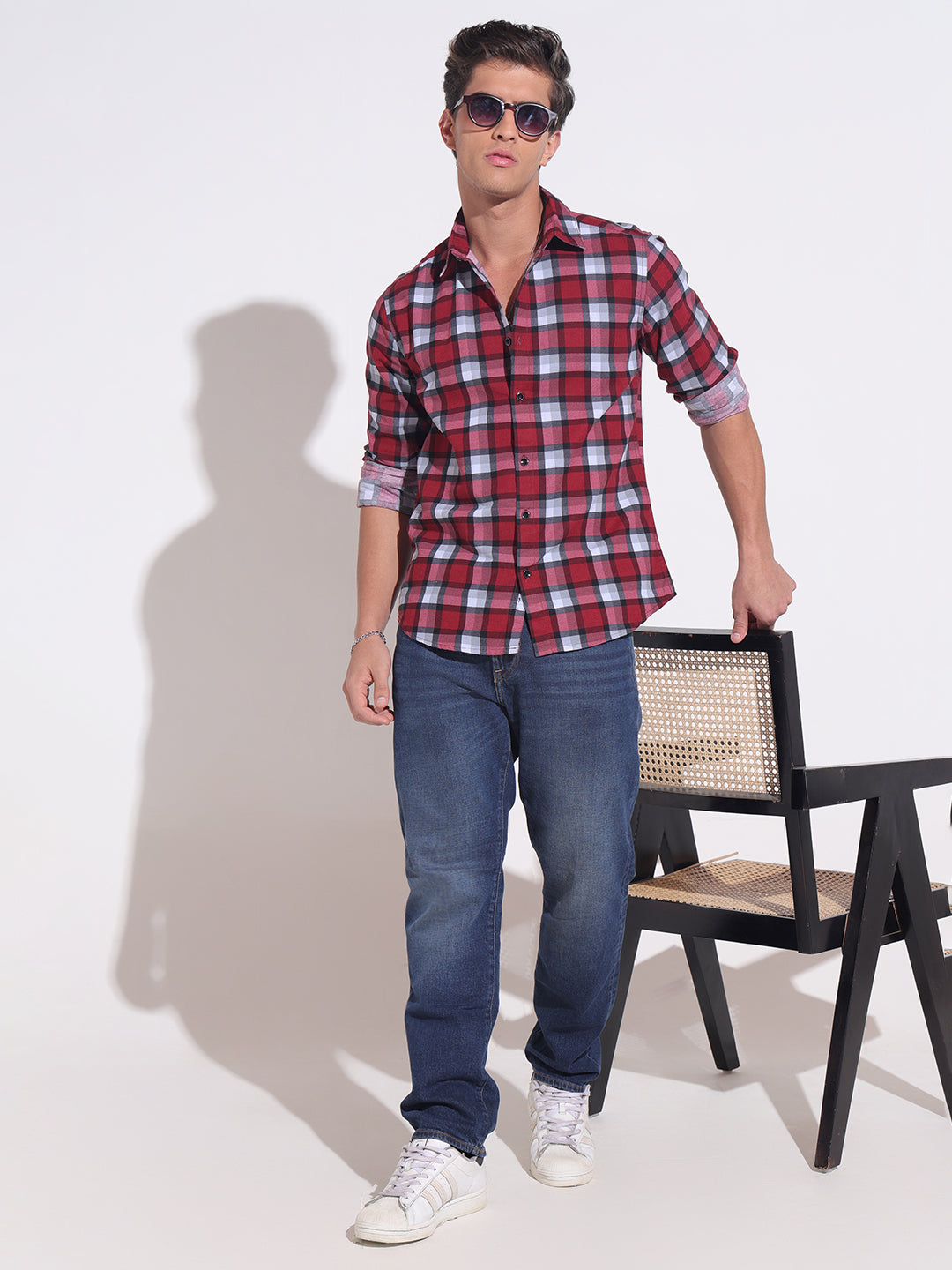 Men's Plaid Check Red & Black Casual Shirt