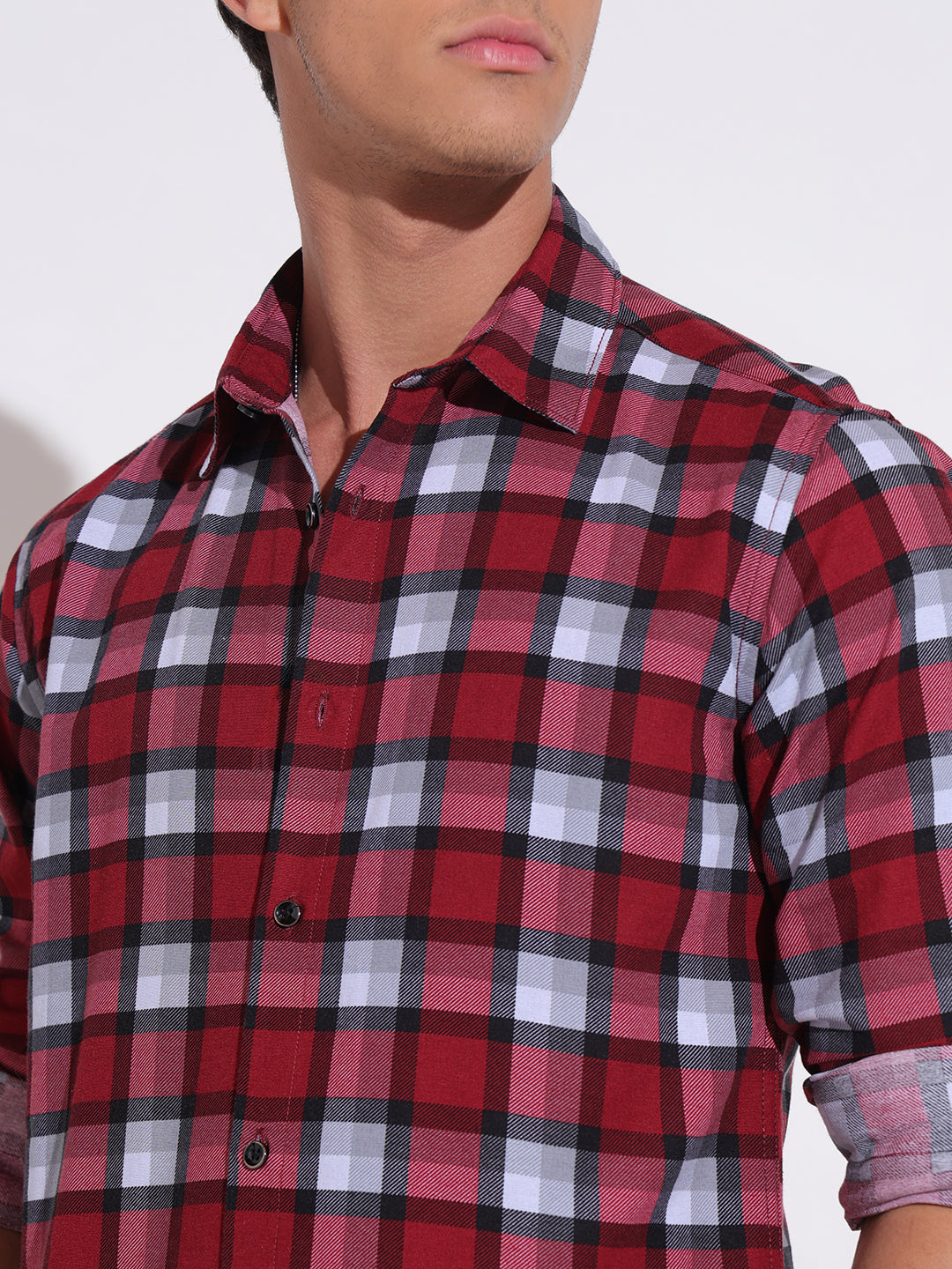 Men's Plaid Check Red & Black Casual Shirt