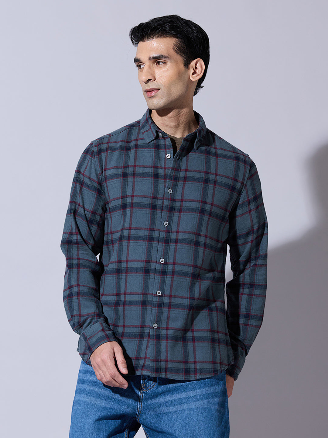 Men's Checked Green Casual Regular Fit Shirt