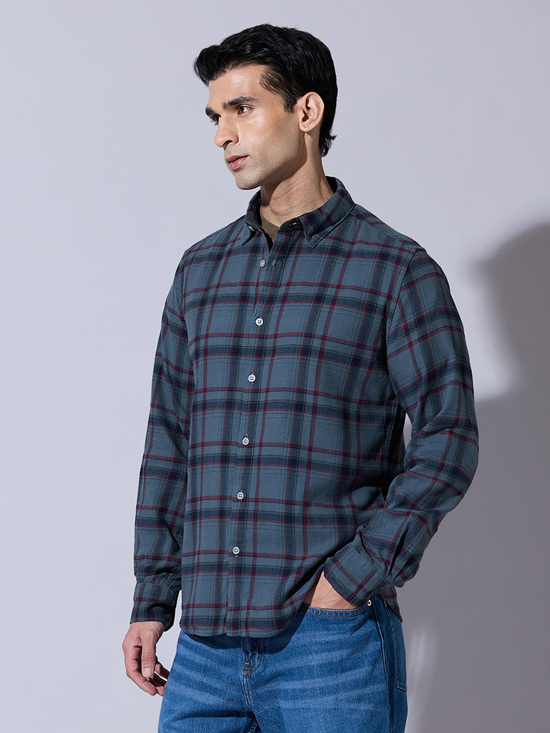 Men's Checked Green Casual Regular Fit Shirt