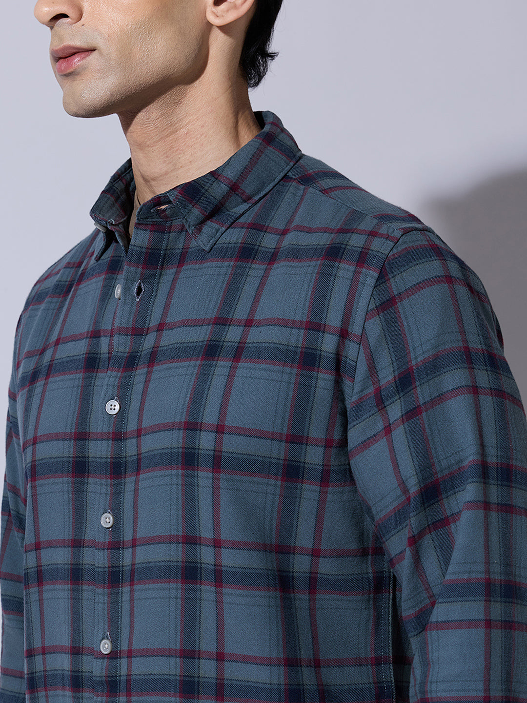 Men's Checked Green Casual Regular Fit Shirt
