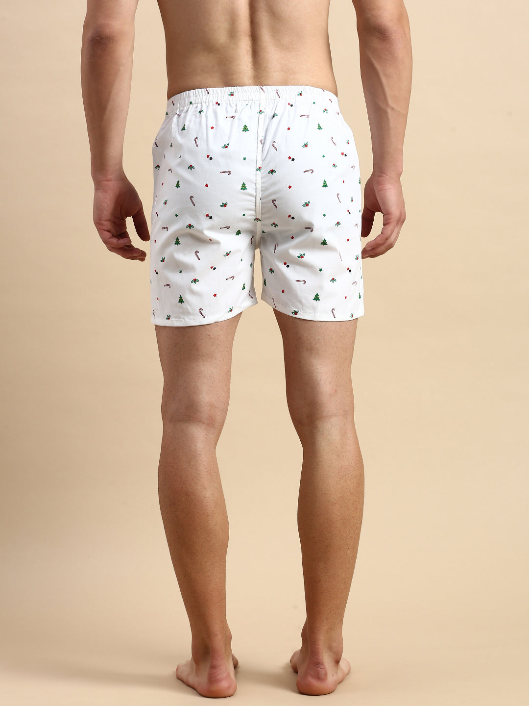 Men's Printed White Boxers