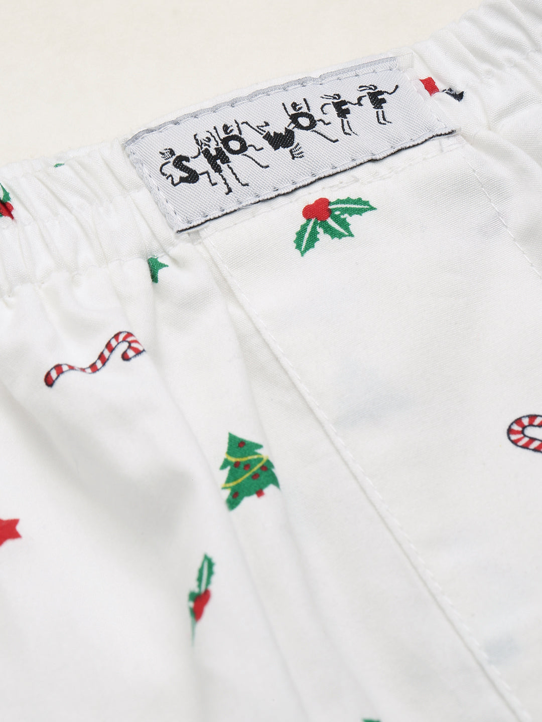 Men's Printed White Boxers