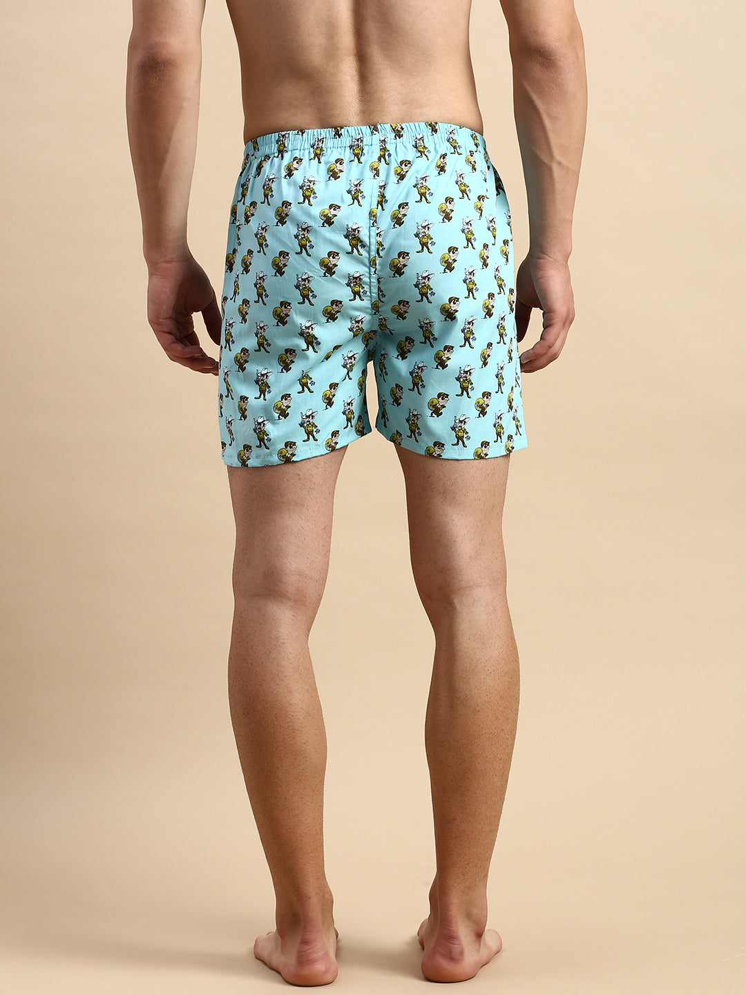 Men's Printed Turquoise Blue Boxers