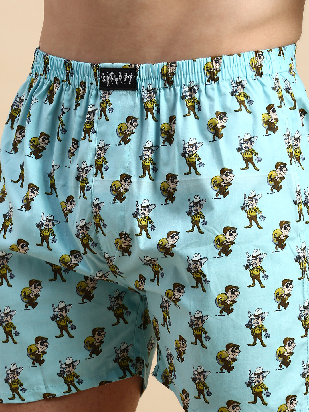 Men's Printed Turquoise Blue Boxers