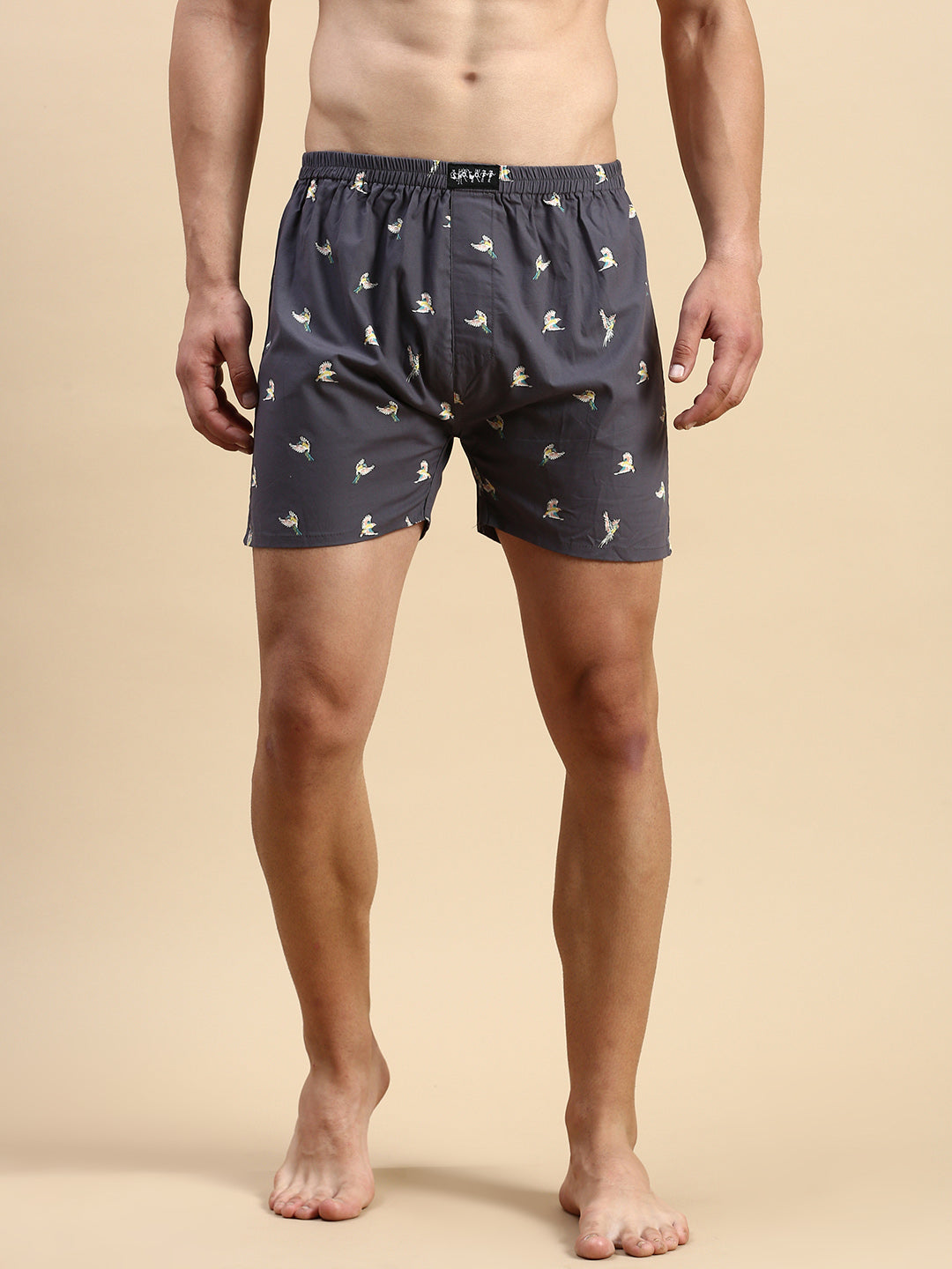 Men's Printed Grey Boxers